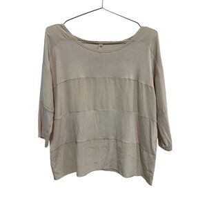 Bailey 44 Top Size Small Wide Neck Quarter Sleeve Silk Beige Blush Mixed Media